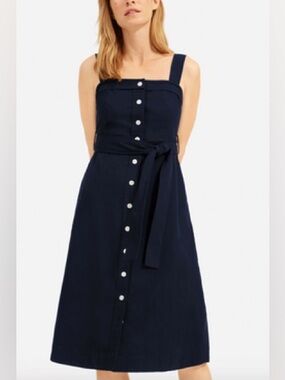 Everlane cotton twill button down sleeveless midi dress, 4